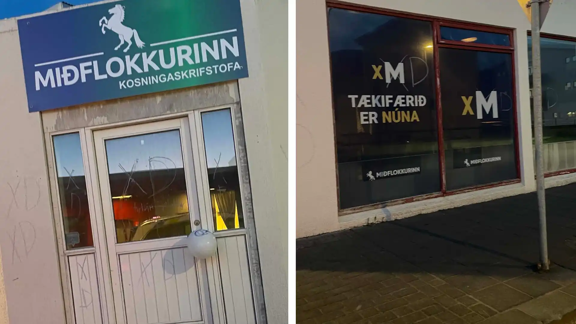 Skemmdarverk unnin á kosningaskrifstofu Miðflokksins í Vestmannaeyjum í nafni Sjálfstæðisflokksins - DV